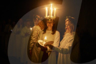 London Nordic Choir performing in the annual Santa Lucia: Festival of Light service in York 