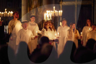 London Nordic Choir performing in the annual Santa Lucia: Festival of Light service in York 