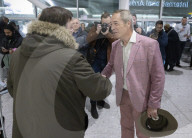 Nigel Farage returns to UK in London, UK.