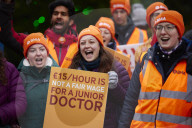Junior doctors on a picket line at Manchester Royal Infirmary