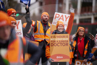 Junior doctors on a picket line at Manchester Royal Infirmary