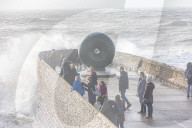 Beach goers in Brighton as Storm Gerrit batters the UK 