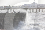 Beach goers in Brighton as Storm Gerrit batters the UK 