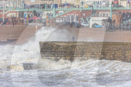 Beach goers in Brighton as Storm Gerrit batters the UK 