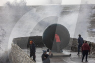 Beach goers in Brighton as Storm Gerrit batters the UK 