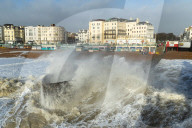 Beach goers in Brighton as Storm Gerrit batters the UK 