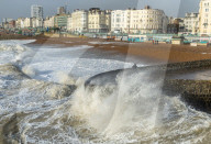 Beach goers in Brighton as Storm Gerrit batters the UK 