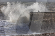 Beach goers in Brighton as Storm Gerrit batters the UK 
