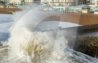 Beach goers in Brighton as Storm Gerrit batters the UK 