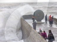 Beach goers in Brighton as Storm Gerrit batters the UK 