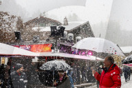 Gstaad's famous luxury boutiques under the snow at the end of 2023. Switzerland.