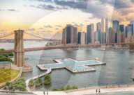 Floating swimming pool for New York filters river water