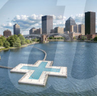 Floating swimming pool for New York filters river water