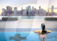 Floating swimming pool for New York filters river water