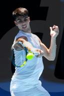 TENNIS - Australian Open 2024: Stan Wawrinka trainiert mit Carlos Alcaraz