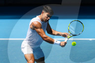 TENNIS - Australian Open 2024: Stan Wawrinka trainiert mit Carlos Alcaraz