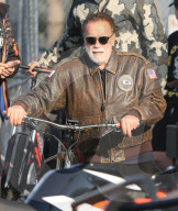 PREMIUM EXCLUSIVE Arnold Schwarzenegger Nails Vintage Cool in Worn Leather Bomber Jacket Post-Gym Session