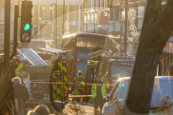 Bus Fire in Wimbledon Town Centre in London, UK.