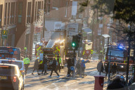 Bus Fire in Wimbledon Town Centre in London, UK.