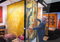 Press view  of The London Antique Rug & Textile Art Fair (LARTA 2024) at Evolution London, Battersea Park, London, UK