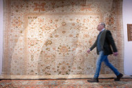 Press view  of The London Antique Rug & Textile Art Fair (LARTA 2024) at Evolution London, Battersea Park, London, UK