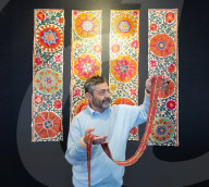 Press view  of The London Antique Rug & Textile Art Fair (LARTA 2024) at Evolution London, Battersea Park, London, UK