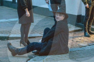 Excl - Pete Doherty seen with his dog outside BBC Maida Vale