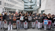 Rape is not Resistance protest a pro Israel rally outside the BBC, Broadcasting House, London, UK.