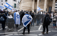 Rape is not Resistance protest a pro Israel rally outside the BBC, Broadcasting House, London, UK.