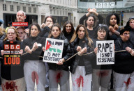 Rape is not Resistance protest a pro Israel rally outside the BBC, Broadcasting House, London, UK.