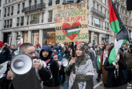 Pro Palestinian march and rally from the BBC Langham Place to Whitehall, London, UK. 