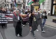 Pro Palestinian march and rally from the BBC Langham Place to Whitehall, London, UK. 