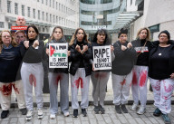 Rape is not Resistance protest a pro Israel rally outside the BBC, Broadcasting House, London, UK.