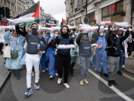 Pro Palestinian march and rally from the BBC Langham Place to Whitehall, London, UK. 