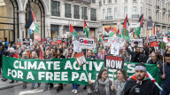 Pro Palestinian march and rally from the BBC Langham Place to Whitehall, London, UK. 