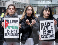 Rape is not Resistance protest a pro Israel rally outside the BBC, Broadcasting House, London, UK.