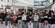 Rape is not Resistance protest a pro Israel rally outside the BBC, Broadcasting House, London, UK.