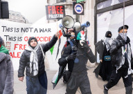 Pro Palestinian march and rally from the BBC Langham Place to Whitehall, London, UK. 