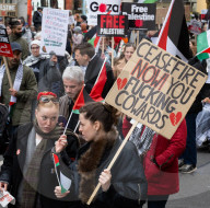 Pro Palestinian march and rally from the BBC Langham Place to Whitehall, London, UK. 