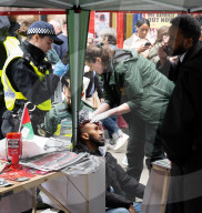 Pro Palestinian march and rally from the BBC Langham Place to Whitehall, London, UK. 