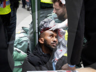 Pro Palestinian march and rally from the BBC Langham Place to Whitehall, London, UK. 