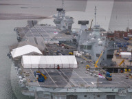 HMS Queen Elizabeth develops a fault in Portsmouth, UK.
