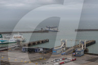 An elevated view of the Port of Dover in Kent, UK.