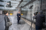 Guests arrive for Sunday with Laura Kuenssberg, Broadcasting House, London, UK.