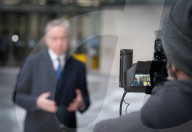 Guests arrive for Sunday with Laura Kuenssberg, Broadcasting House, London, UK.