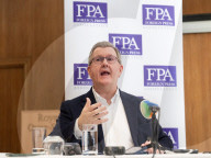 Democratic Unionist Party leadership briefing at the Foreign Press Association, Royal Overseas League, Park Place, St James's Street, London, UK.