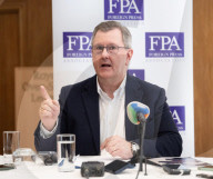 Democratic Unionist Party leadership briefing at the Foreign Press Association, Royal Overseas League, Park Place, St James's Street, London, UK.