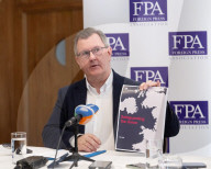 Democratic Unionist Party leadership briefing at the Foreign Press Association, Royal Overseas League, Park Place, St James's Street, London, UK.