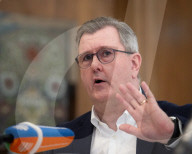 Democratic Unionist Party leadership briefing at the Foreign Press Association, Royal Overseas League, Park Place, St James's Street, London, UK.