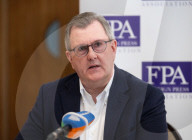 Democratic Unionist Party leadership briefing at the Foreign Press Association, Royal Overseas League, Park Place, St James's Street, London, UK.
